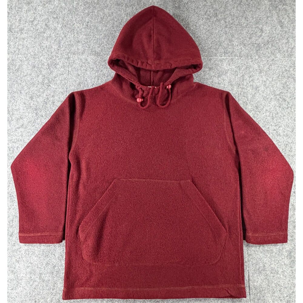 Boundary Waters Fleece Pullover Hoodie Sweatshirt Maroon Red Size Small